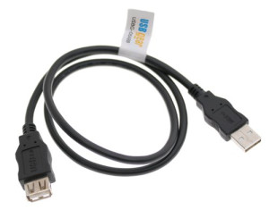 USB 2.0 Hi-Speed A to A Extension Cable 24-inch Black