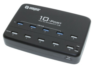 10 Port USB AC Charger with 4-port USB Hub and internal Adapter 60W