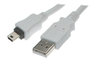 16 inch White USB A to Mini B Cable