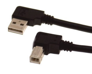 10ft Black USB 2.0 Cable A Left Angle to B Left Angle Hi-Speed Cable
