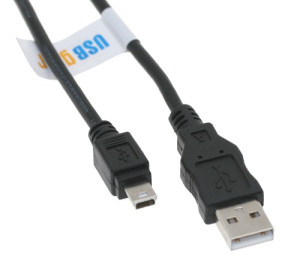 USB 2.0 Hi-Speed A to Mini B Device Cable 3ft. Black USBGEAR 28/28AWG