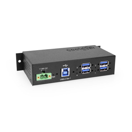 4-Port Industrial USB 3.0 Hub w/ 1.5Amp Output, GL Chip, DIN-Rail Mounting