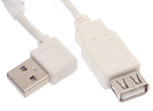 USB 2.0 A Male To USB A Female Right Angle Plug Extension Cable Cord 30cm/1ft 